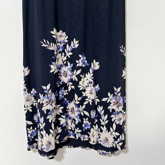 J Jill Floral Jersey Midi Skirt Size 4X Navy Pull On Stretch Knit Comfort NEW - Picture 3 of 6